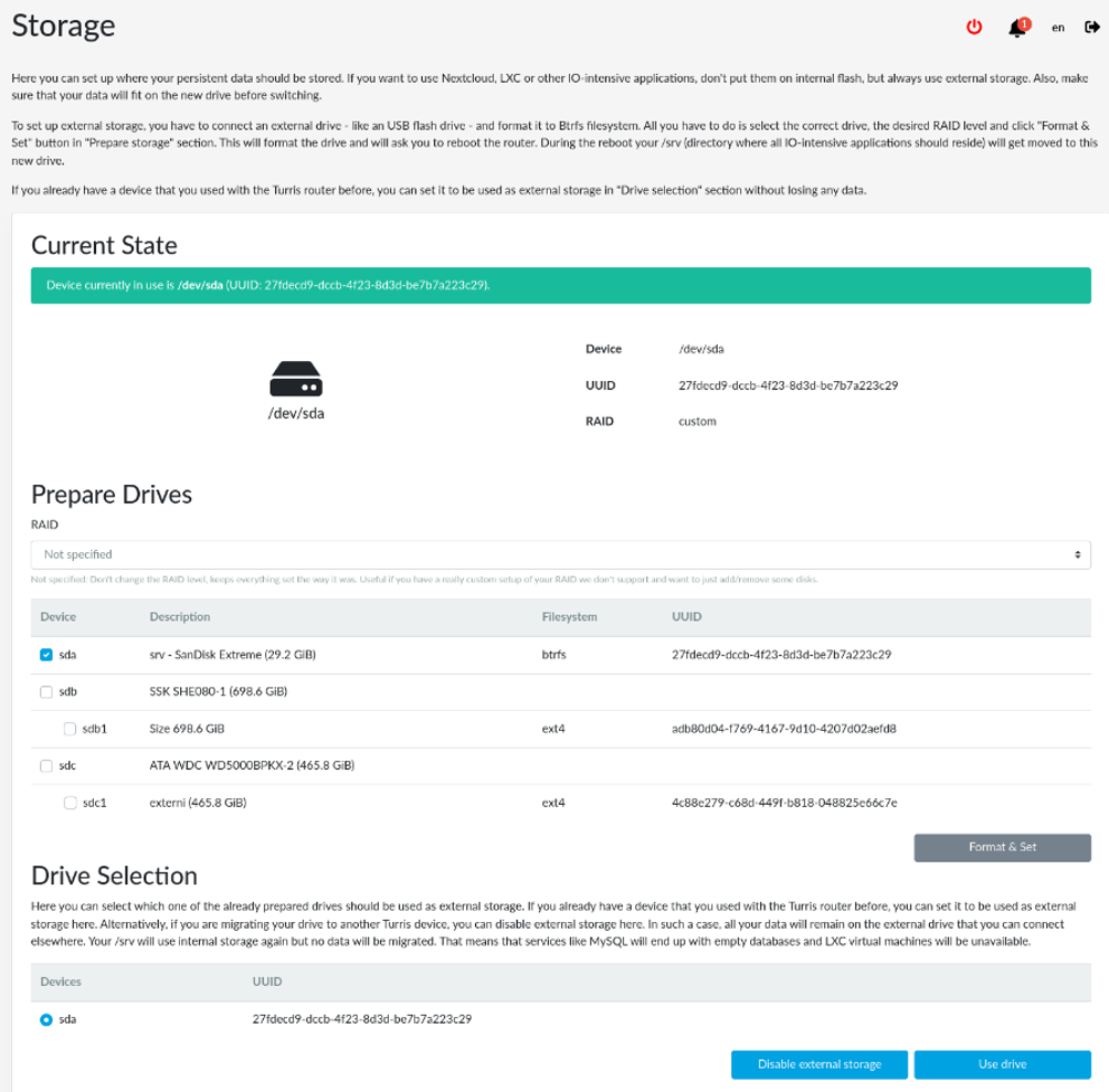 Storage plugin in reForis 1.0.3