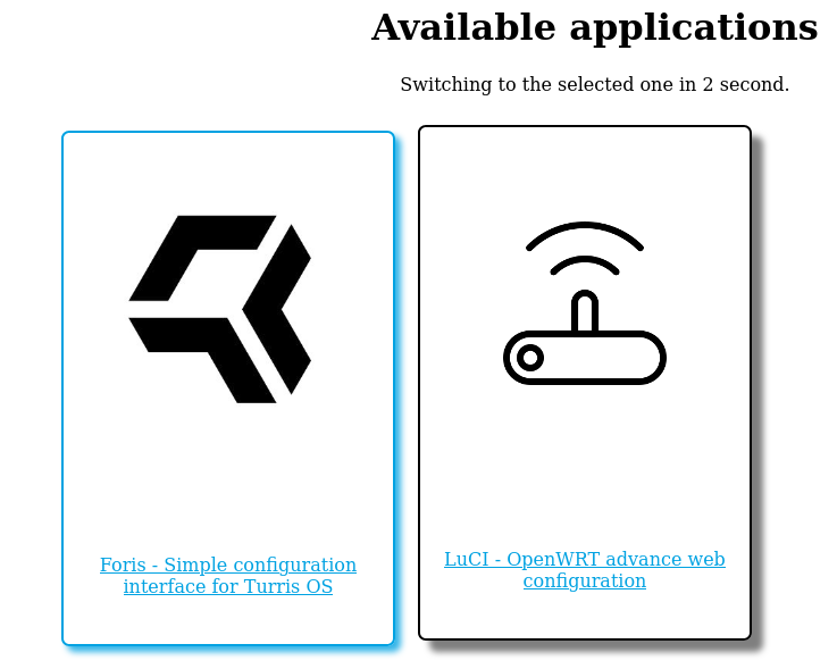 Old landing page, which you could see in previous versions of Turris OS